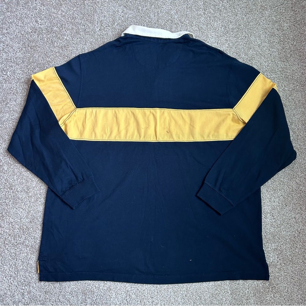 NWT Roundtree & Yorke Rugby Shirt XXL Navy Blue Yellow Gold Stripe Cotton - Picture 6 of 7